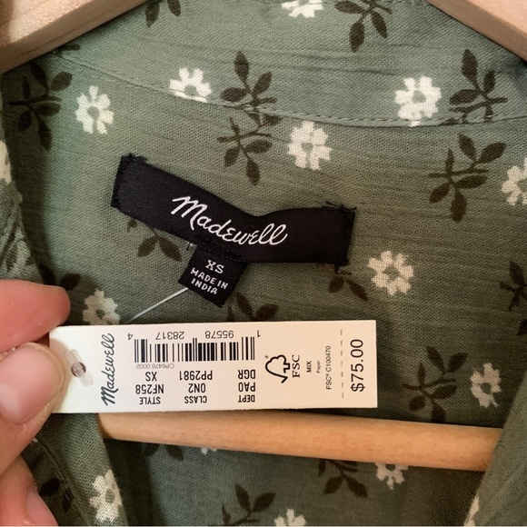 Madewell Hilltop in Green Calendula Block Print - Picture 3 of 5